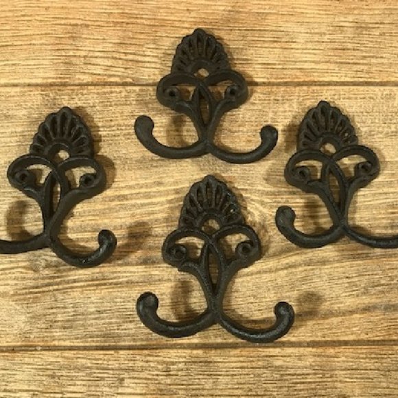 Two (2) Crown Double Cast Iron Wall Hook 4 3/4"tall x 4" wide Two (2) 10254 - Picture 10 of 16